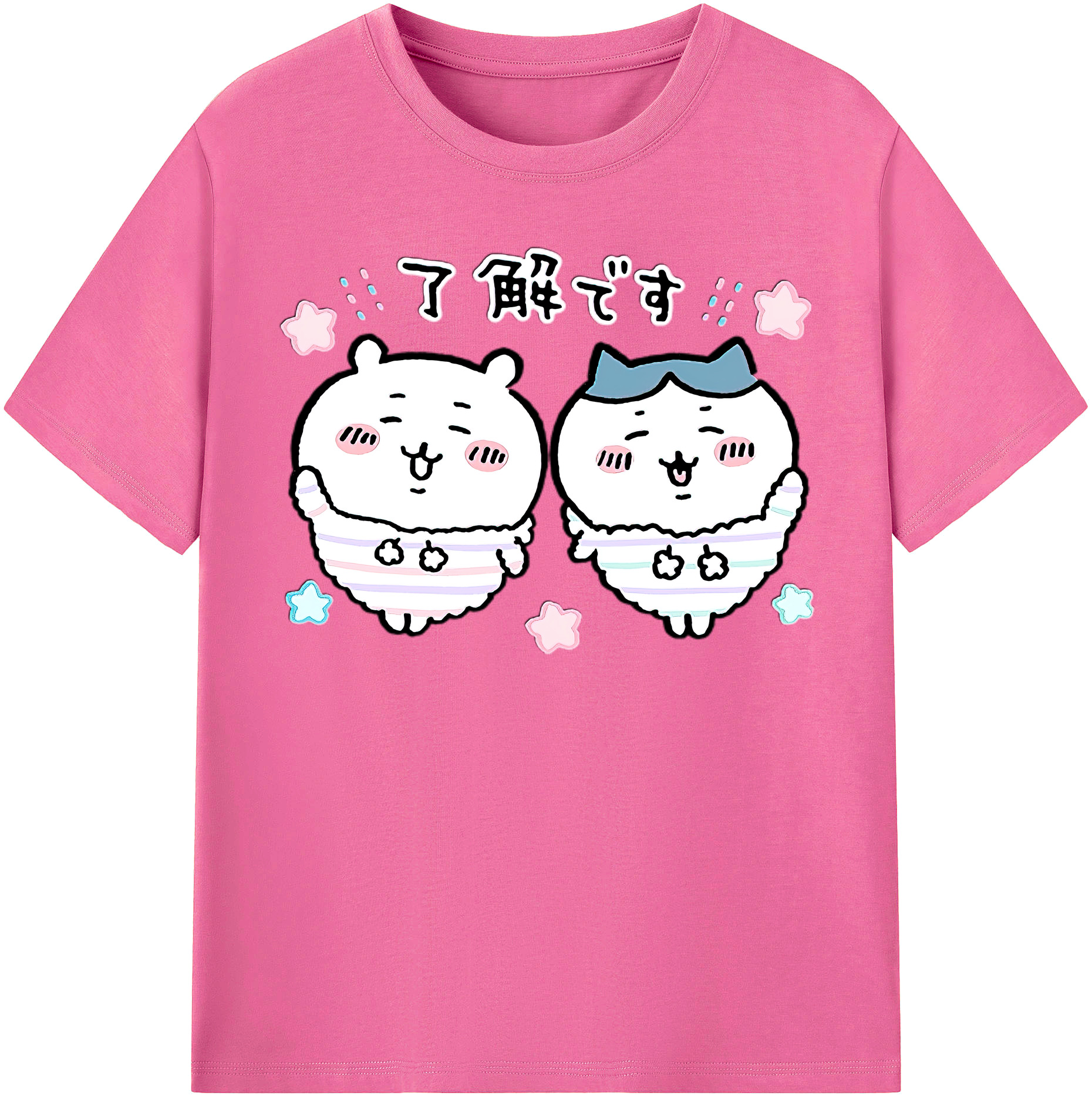 （画像用） ちいかわ ハチワレ Chii-kawa hachiware レディースカジュアルプリントTシャツ（綿100％）